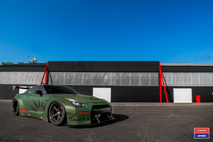Nissan GT-R X Work Matte Green on Vossen Wheels (VWS-3) '2016